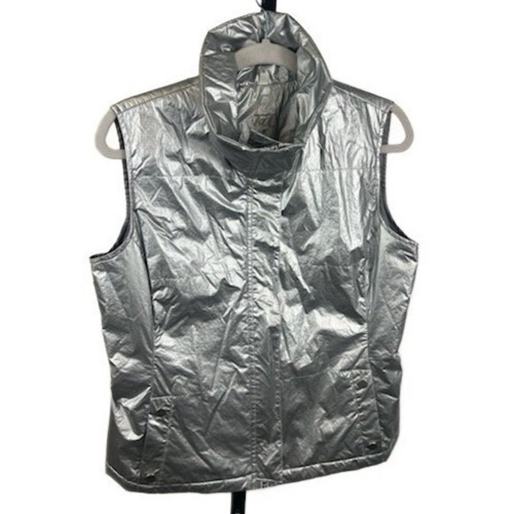 Tail Puffer Vest Women's Size Medium Metallic Silver Stand Up Collar Jacket